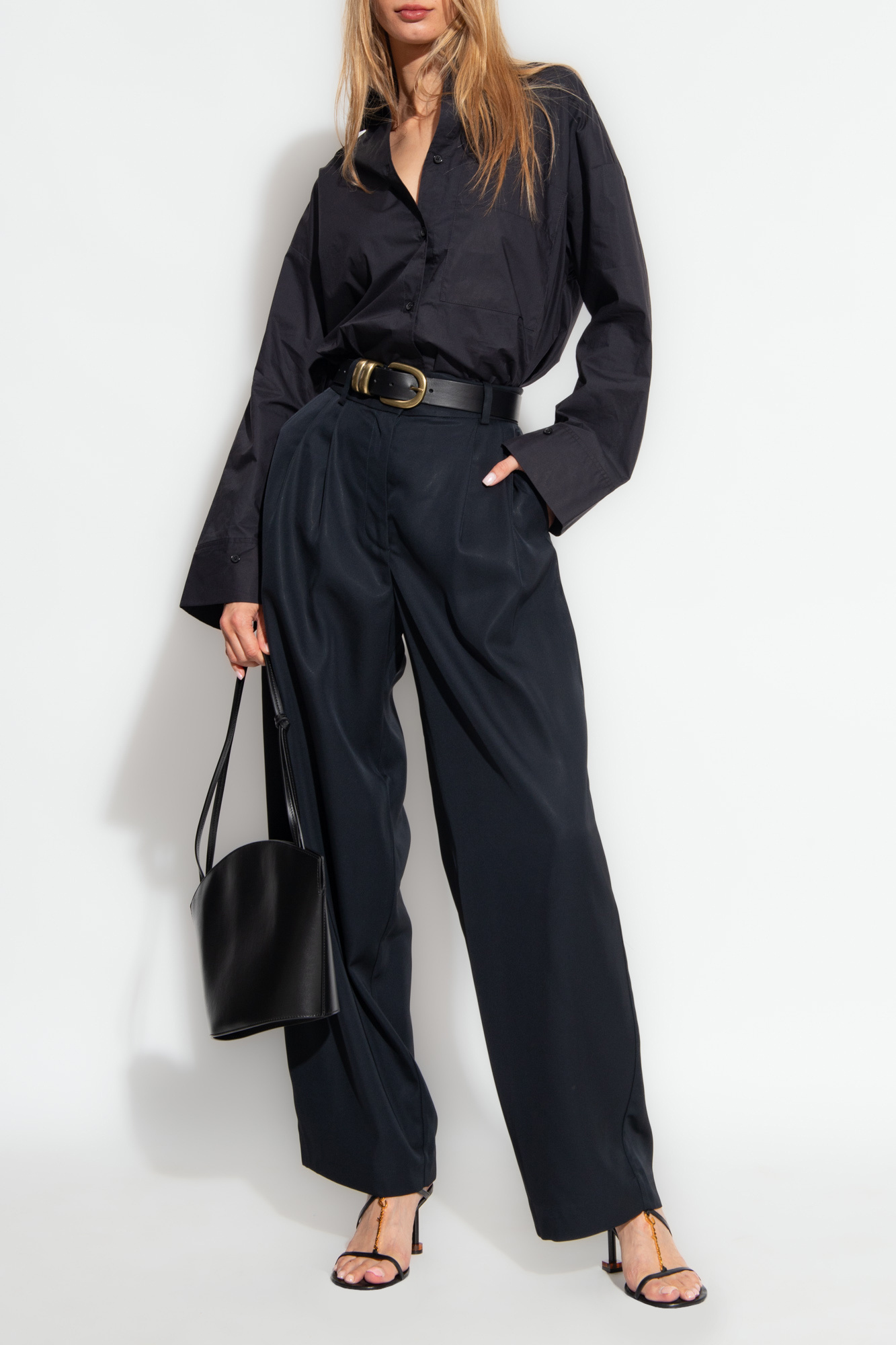 Black Piscali wide leg trousers Wide By Malene Birger